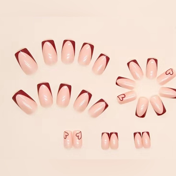 Burgundy Press-on Nails - Picture 2 of 2